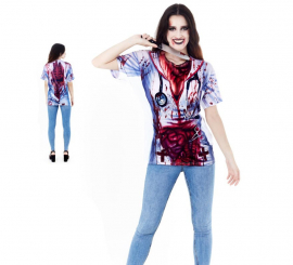 Women's Halloween Killer Doctor Print T-shirt