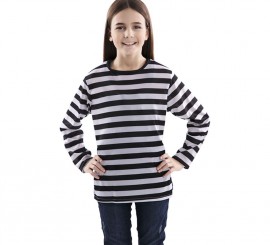 T-shirt com riscas preto e brancas para crianças