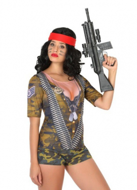 T-shirt de camuflagem soldado para mulher