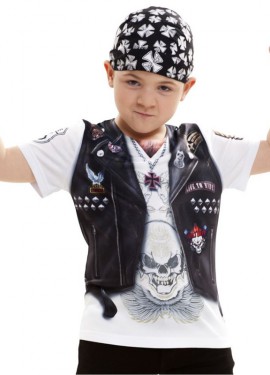 T-shirt de motoqueiro para criança