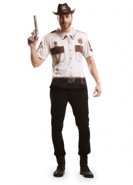 T-shirt fantasia xerife americano para homem
