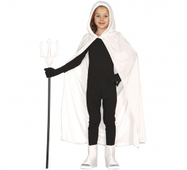 White Velvet Cape with Hood 100 cm