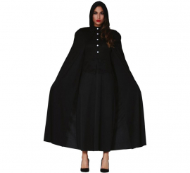 Casaco preto de 135 cm com capuz