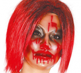 Máscara de mulher transparente Zombie com sangue