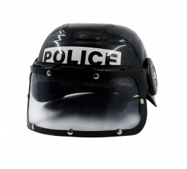 Black riot police helmet