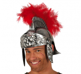 Silver Roman Helmet with Feathers