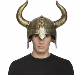 Capacete Viking com chifres de bronze