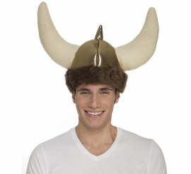 Capacete Viking com chifres de tecido