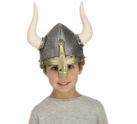 Capacete Viking com chifres e protetor nasal infantil