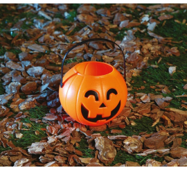 Cesta de abóbora 11 cm de plástico para o Halloween