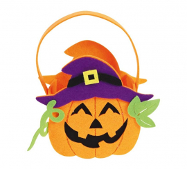 Felt Pumpkin Basket 17 X 20 cms