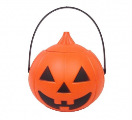 Cesto de abóbora laranja com tampa de 18 cm