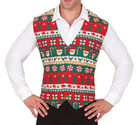 Colete adulto em bastão de doces vermelho e verde