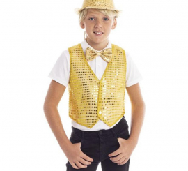 Colete infantil de lantejoulas douradas