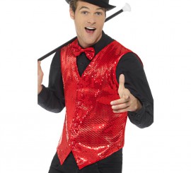 Colete de lantejoulas vermelho masculino