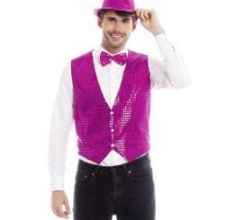 Fuchsia Sequin Vest for Men