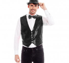 Elegante colete preto de lantejoulas para homem