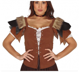 Medieval Leather Vest with fur for Women