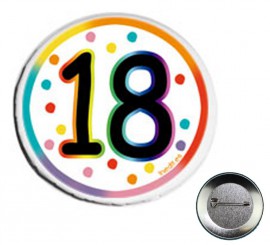 Happy 18 Years Badge, 6 cm in diameter