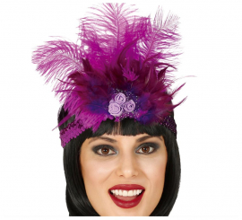 Fuchsia Sequin Ribbon with Feathers