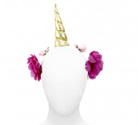 Tiara de unicórnio com flores para cabelo