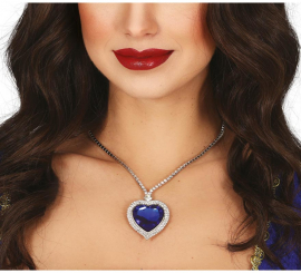Colar Coração Azul Metálico