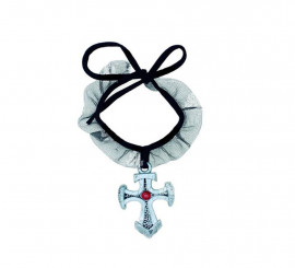 Gothic Cross Necklace with ribbon