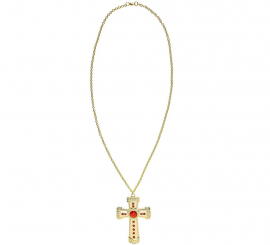 Colar Cruz Dourada com Jóias Incorporadas