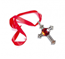 Colar de cruz gótica com pedra