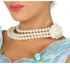 Colar de Pérolas com Flor
