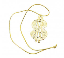 Thin gold necklace with dollar symbol