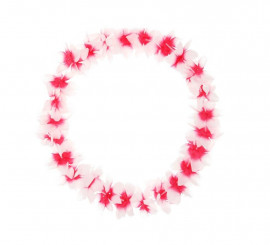 Colar Hawaii médio fúcsia e branco de 46 cm