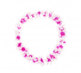 Colar Hawaii médio lilás e branco de 46 cm