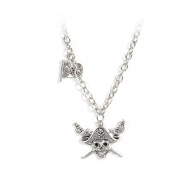 Silver Pirate Necklace with Skull