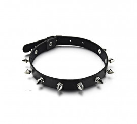 Colar Punk Preto com Spikes