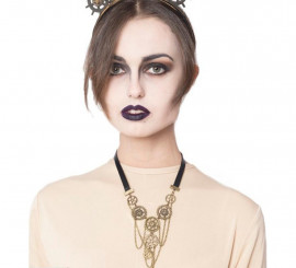Colar Steampunk Preto e Dourado