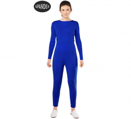 Conjunto de collant elastano de 2 peças na cor azul para mulher