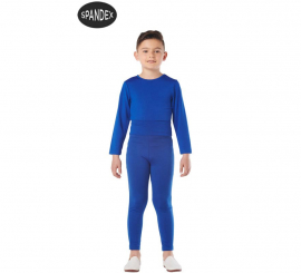 Conjunto de collant de elastano de 2 peças na cor azul para crianças