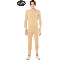 Beige 2-piece Spandex Leotard Set for men