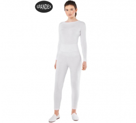 White 2-piece Spandex Leotard Set for women