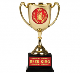 Copo Beer King dourado e vermelho 18 cm