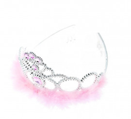 Silver and pink princess crown with feathers