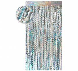 Holographic Silver Wavy Fringe Curtain 100x200 cm
