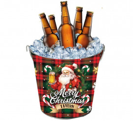 Balde de metal Feliz Natal 19x23 cm