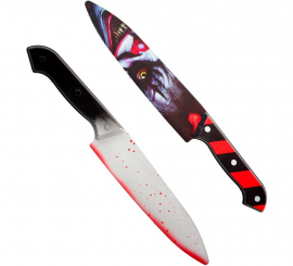 Faca de palhaço de terror de 31 cm com design de dupla face