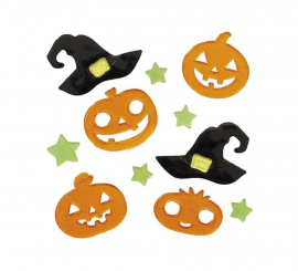 Pumpkin and Witch Gel Decoration 20x25 cm