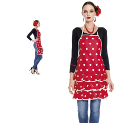 Red Flamenco Apron with white polka dots