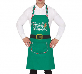 Avental Verde Feliz Natal com Bolso Adulto