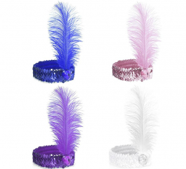 Charleston headband with feather in various colors