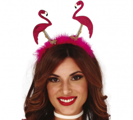 Diadema com 2 flamingos e marabu